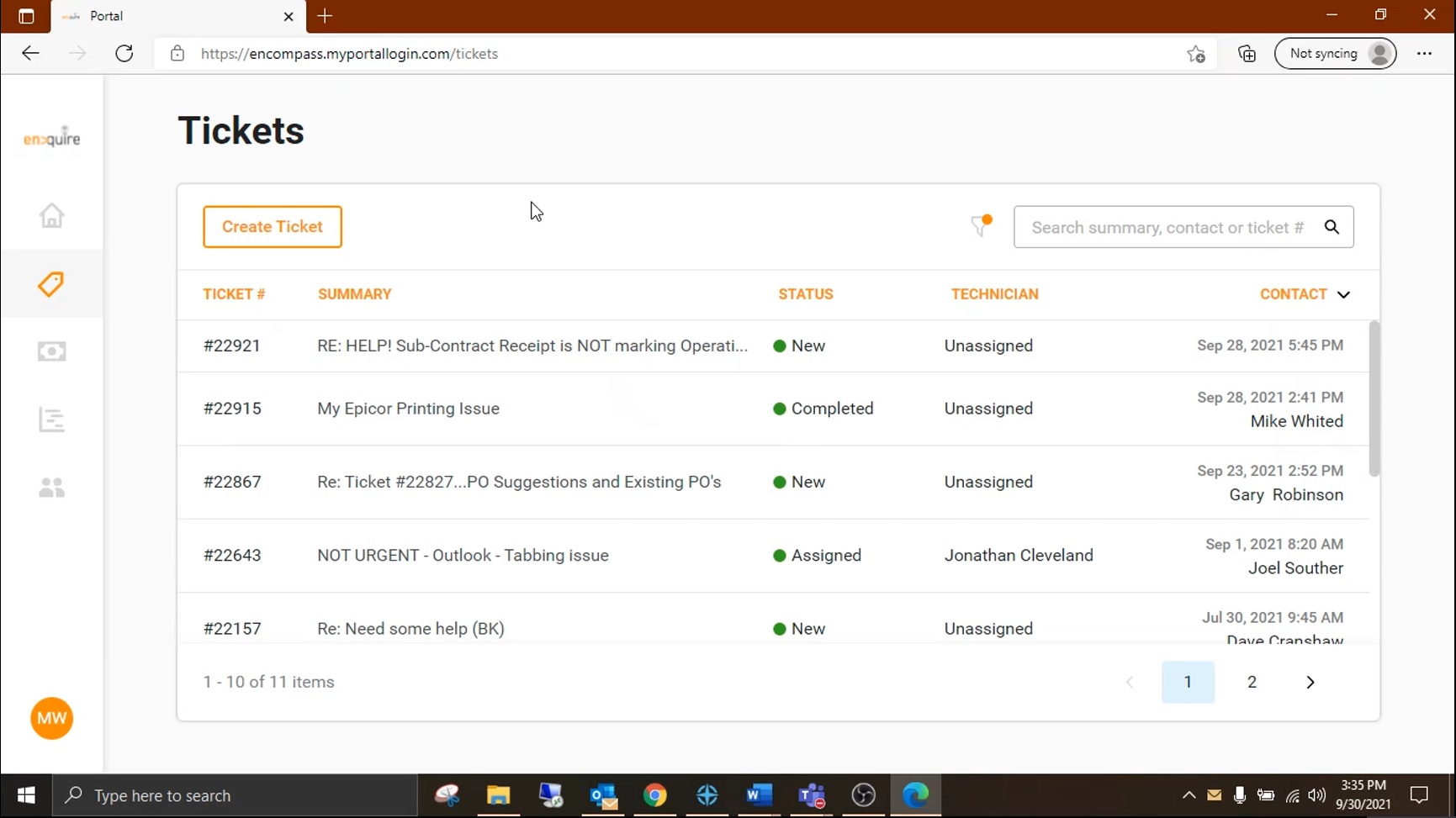 Enquire Support Desk Managed Services and Customer Portal